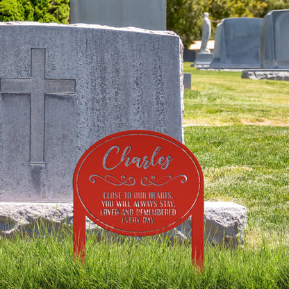 Memorial Metal Yard Stake - Unique Custom Keepsake for Remembrance - Personalized Memorial Gravestone Decoration - Comforting Sympathy Gifts