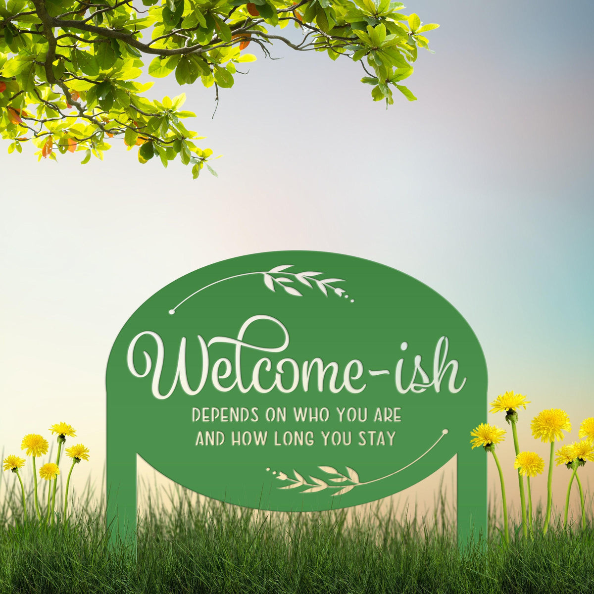 Whimsical Welcome-ish Metal Yard Stake - Perfect Garden Decoration - Outdoor Funny Home Decor - Realtor Closing Gift - Housewarming Signs