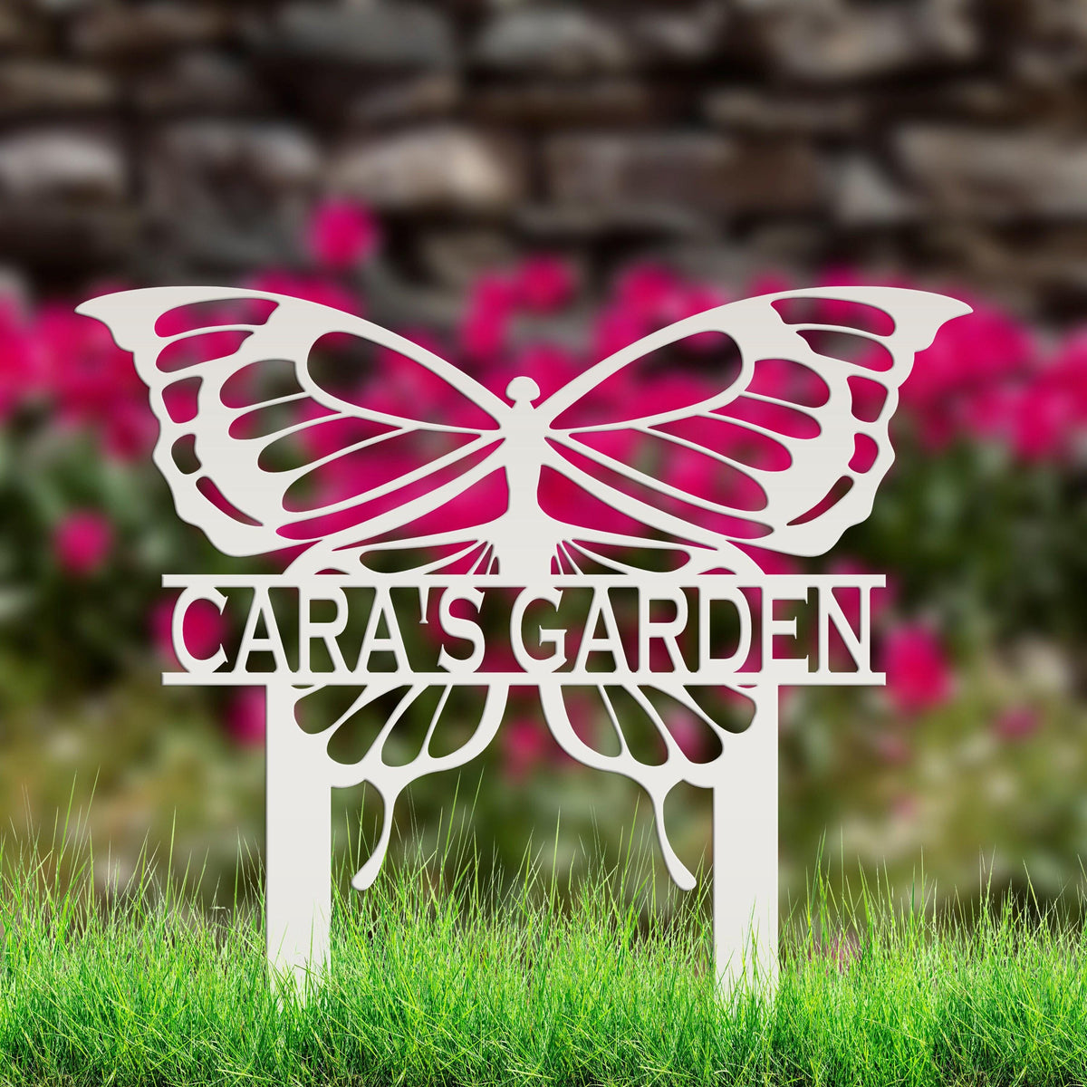 Personalized Butterfly Metal Yard Stake Sign