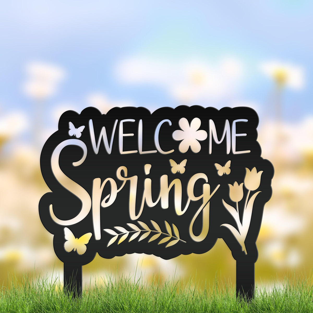 Welcome Spring Metal Yard Stake - Spring Decor