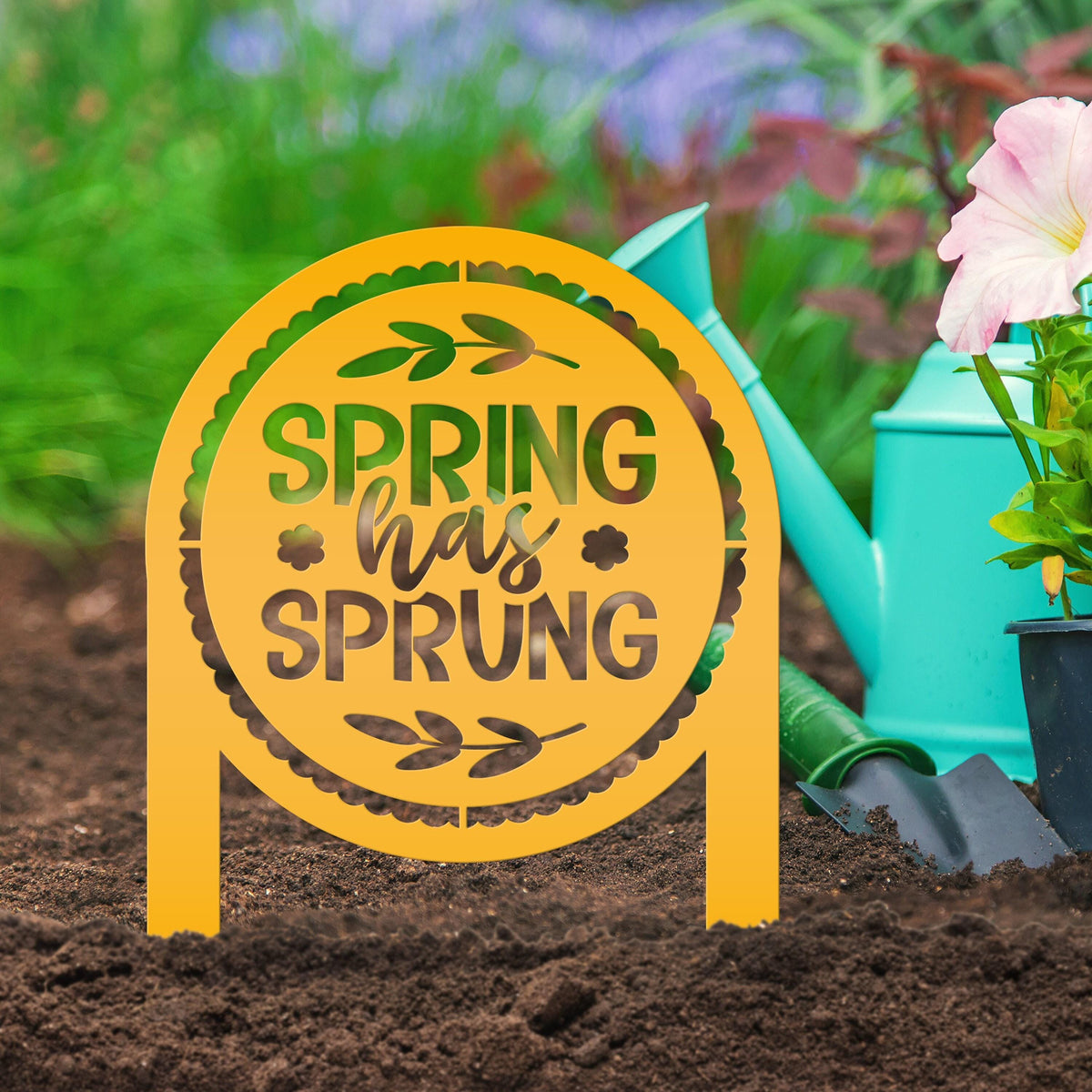 Metal Spring Has Sprung Yard Stake - Outdoor Spring Decor