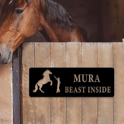 Horse Name Sign, Horseshoe Stable Name Plaque, Horse Stall Metal Sign, Horse Farm Sign, Barn Decor, Horse Stable Name Sign, Equestrian gift