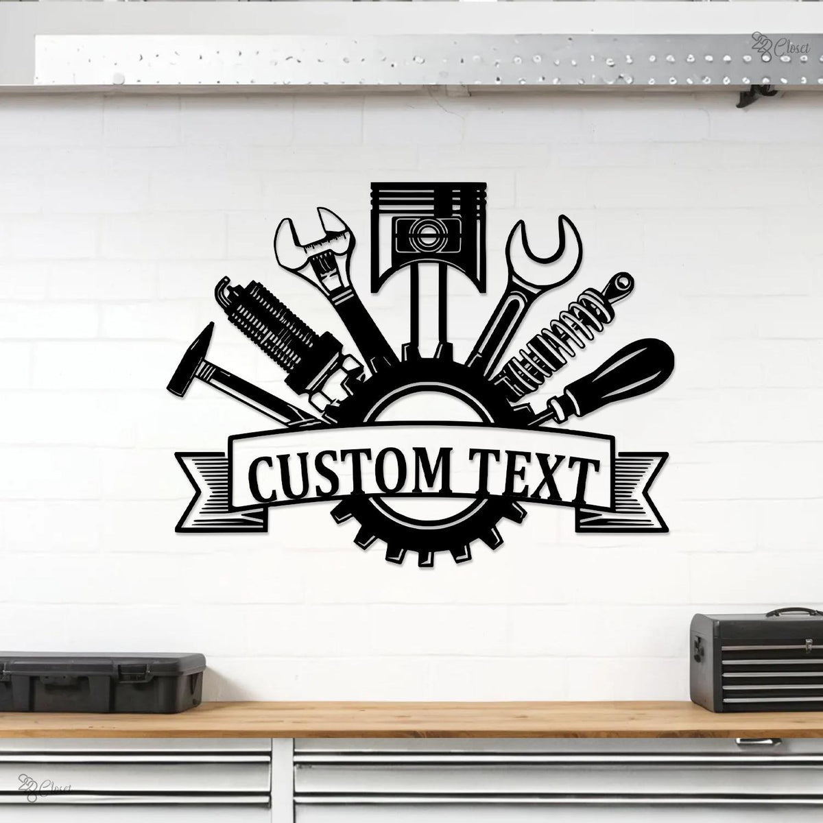 Custom Garage Metal Wall Art LED Light, Personalized Workshop Name Sign Home Decor Car Mechanic Repair Decor Garage Decor Birthday Xmas Gift