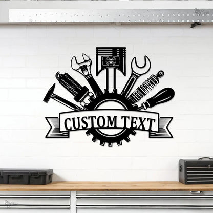 Custom Garage Metal Wall Art LED Light, Personalized Workshop Name Sign Home Decor Car Mechanic Repair Decor Garage Decor Birthday Xmas Gift