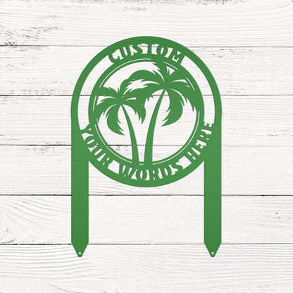 Custom Palm Tree Metal Yard Stake – Personalized Garden Decor - Unique Address Lawn Signs - Outdoor Entryway Signage - Realtor Closing Gift