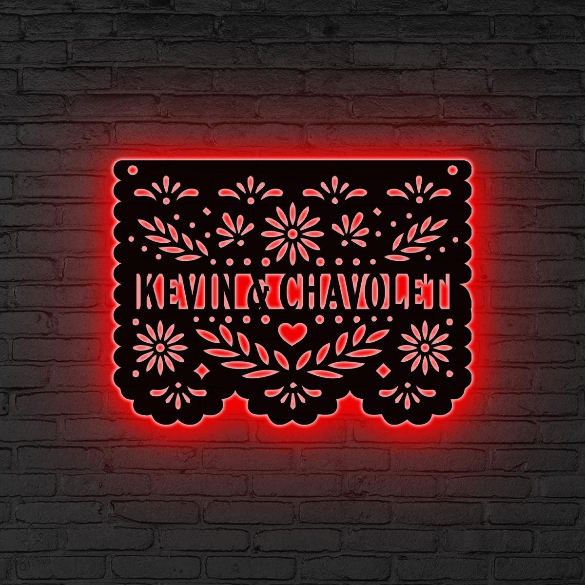 Custom Papel Picado Metal Sign Led Light, Dia de los Muertos Decor, Papel Picado Wall Art, Mexican Family Name Sign, Wedding Gift,Home Decor