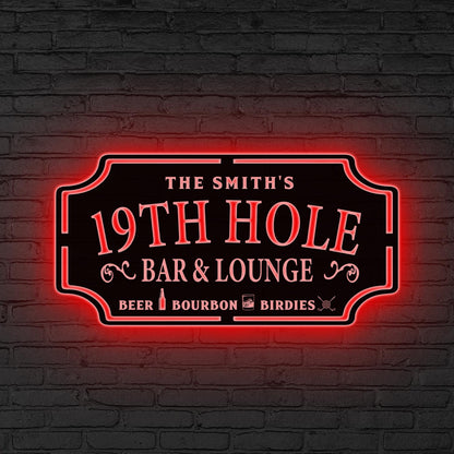 Custom Golf Sign LED Lights, Golfer Name Sign, 19th Hole, Man Cave Sign, Home Bar Decor, Game Room Sign, Fathers Day Gift for him, Golf Gift