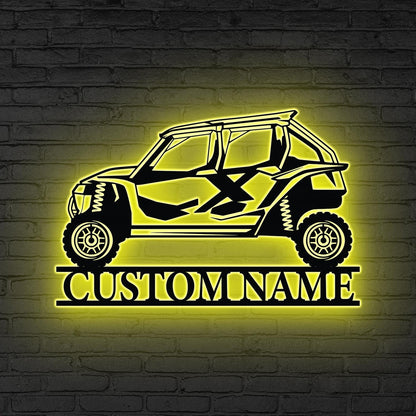 Custom Name UTV Metal Sign Led Lights,  ATV Off Road Metal, Personalized Off-Road Adventure Sign, Side by Side LED Wall Art, Mountain Sign