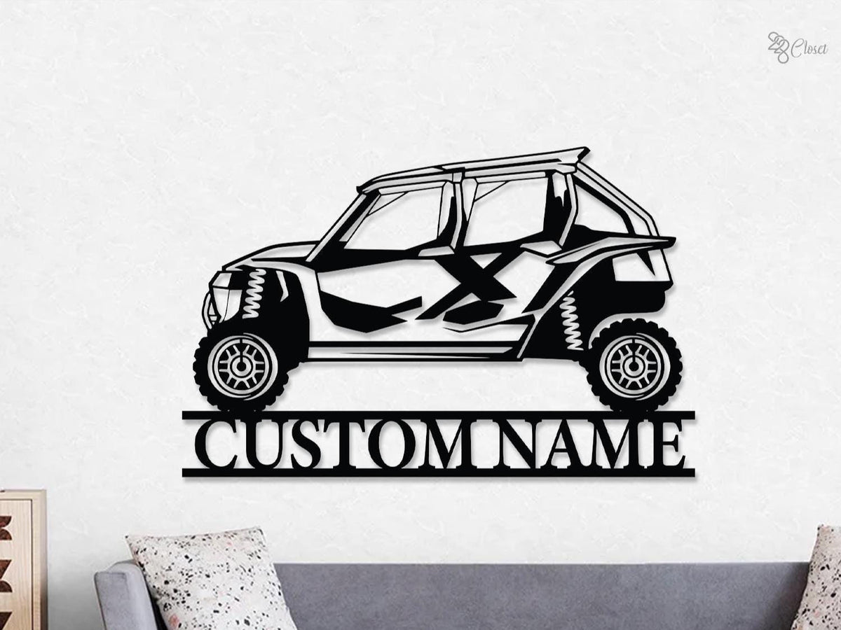 Custom Name UTV Metal Sign Led Lights,  ATV Off Road Metal, Personalized Off-Road Adventure Sign, Side by Side LED Wall Art, Mountain Sign