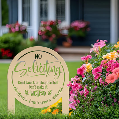 No Soliciting Sign for Home Decor - Funny Metal Yard Stake - Outdoor Decoration - Children's Fundraisers Welcome - Unique Housewarming Gifts