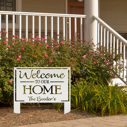 Personalized Welcome to our Home Metal Yard Stake Sign