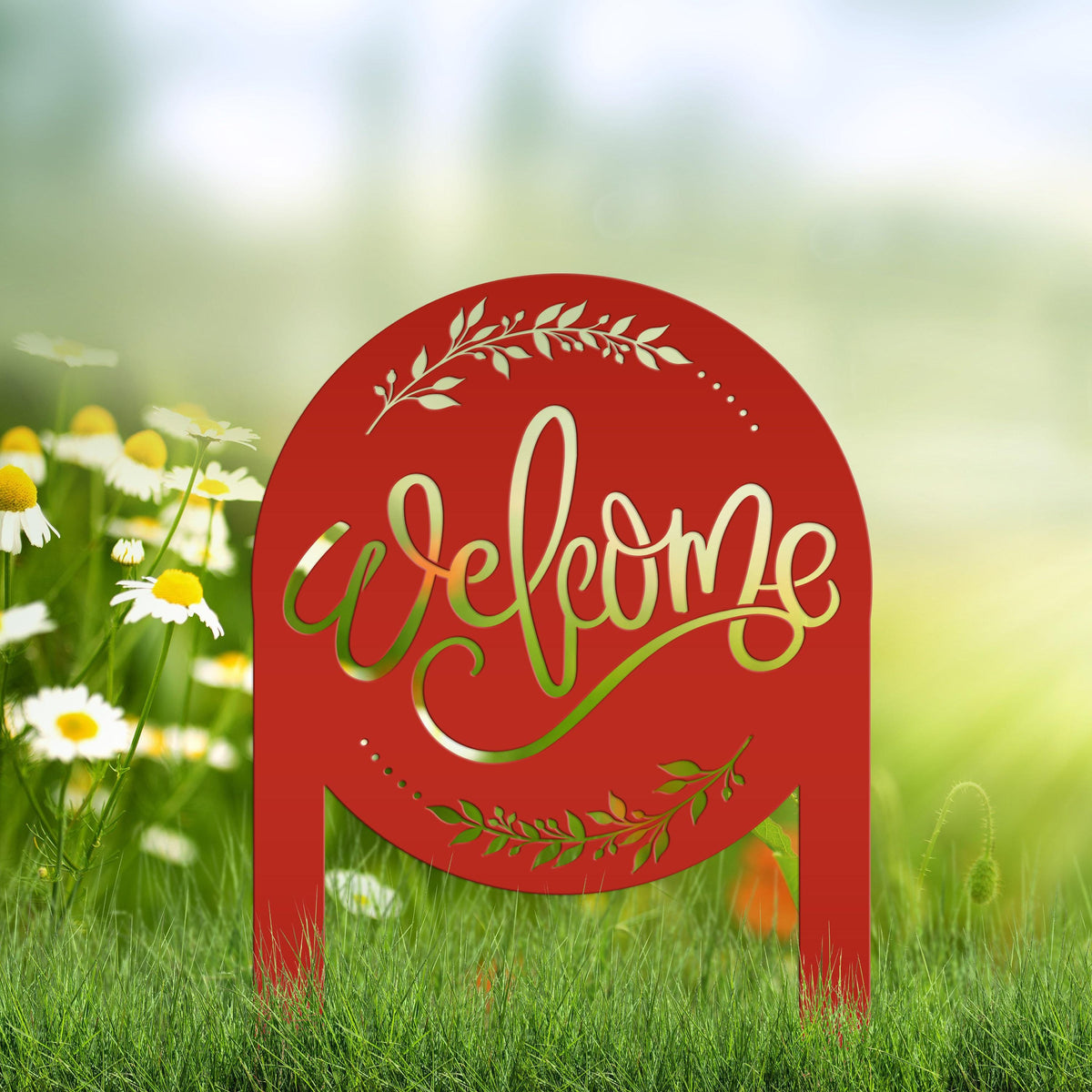 Cute Welcome Sign - Laser Cut Outdoor Home Decor - Welcoming Metal Yard Stake Art - Charming Garden Decoration - Unique Realtor Closing Gift