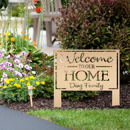 Personalized Welcome to our Home Metal Yard Stake Sign