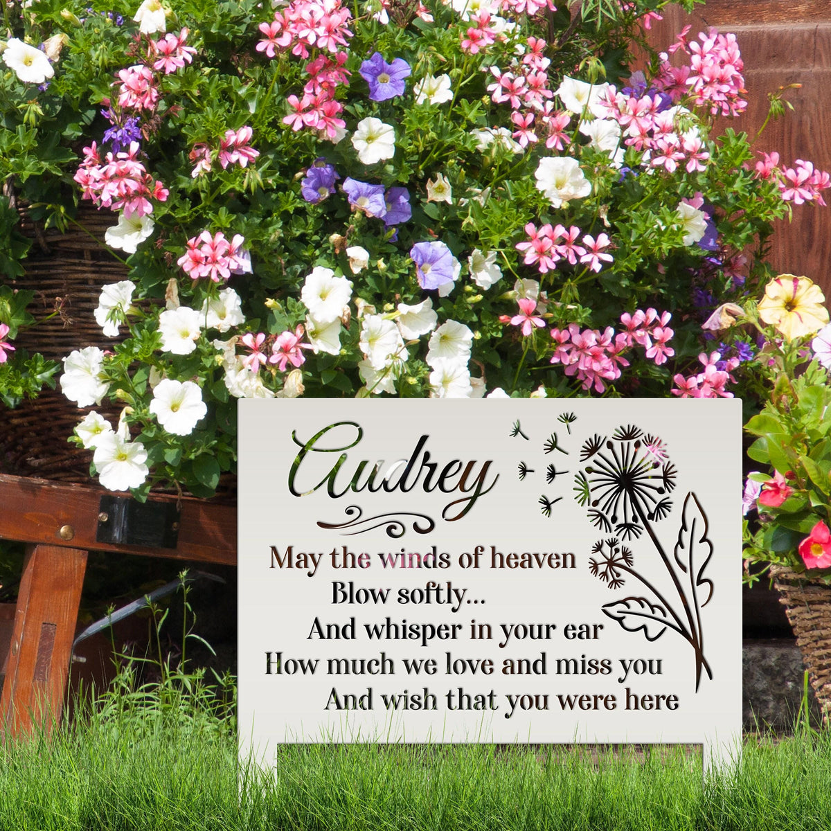 Custom Metal Yard Stake with Heartfelt Memorial Quote - Outdoor Remembrance Sign - Unique Sympathy Gifts - Comforting Gravesite Decorations