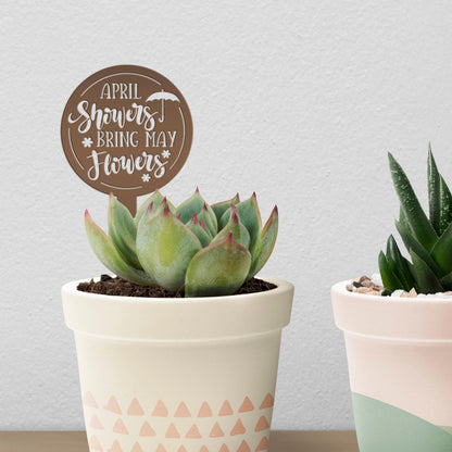April Showers bring May Flowers Metal Yard Stake - Spring Decor