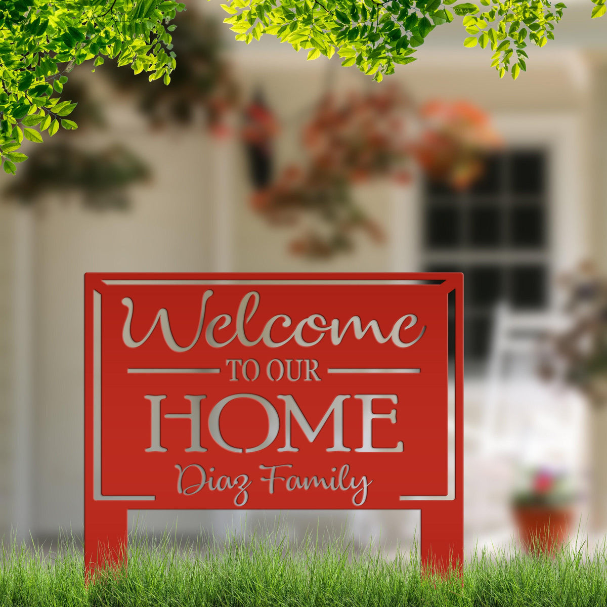 Personalized Welcome to our Home Metal Yard Stake Sign