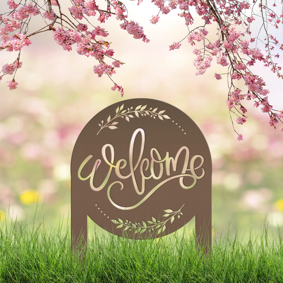 Cute Welcome Sign - Laser Cut Outdoor Home Decor - Welcoming Metal Yard Stake Art - Charming Garden Decoration - Unique Realtor Closing Gift