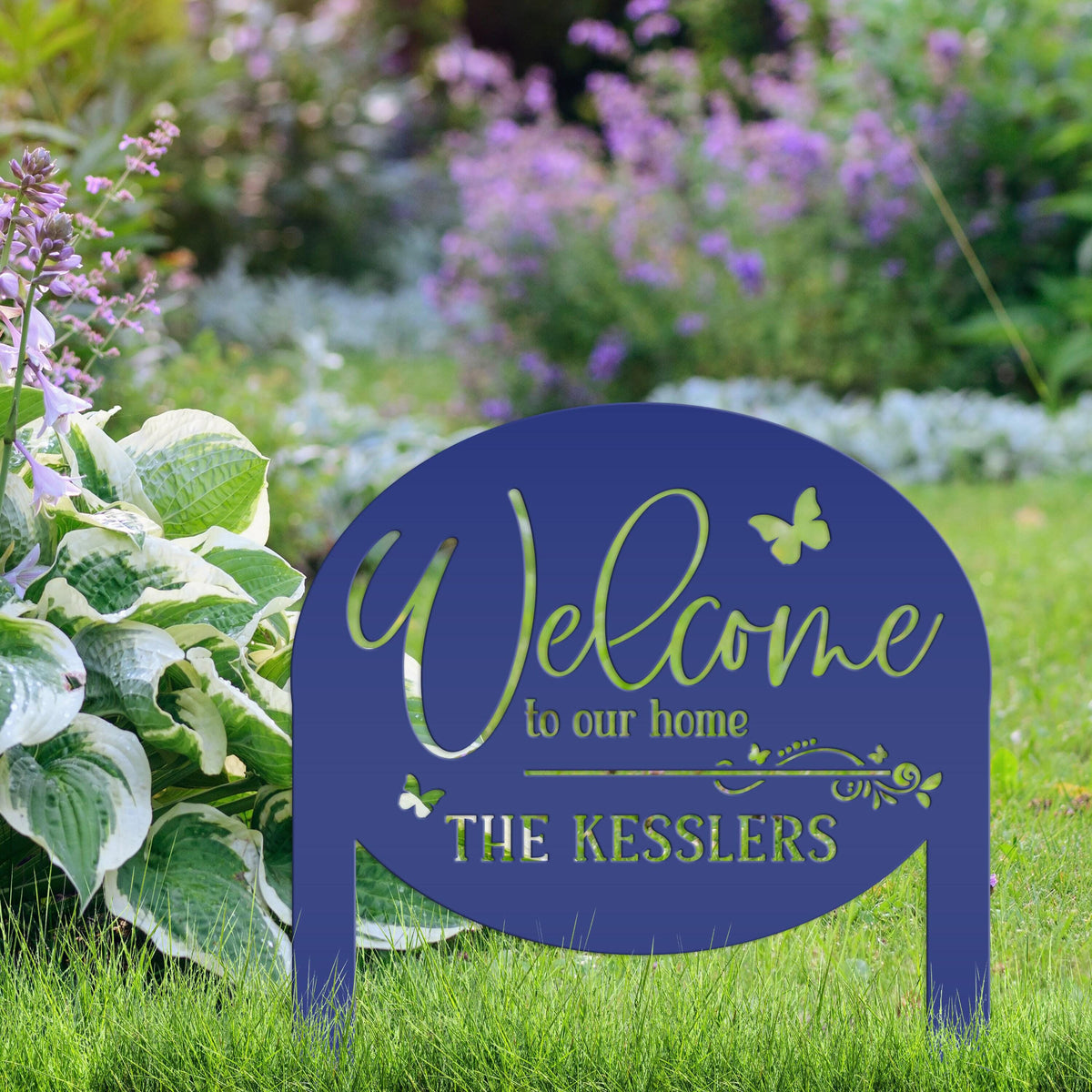 Charming Custom Welcome Sign for Your Home - Butterfly Metal Yard Stake - Welcoming Outdoor Lawn Decor - Personalized Housewarming Gifts