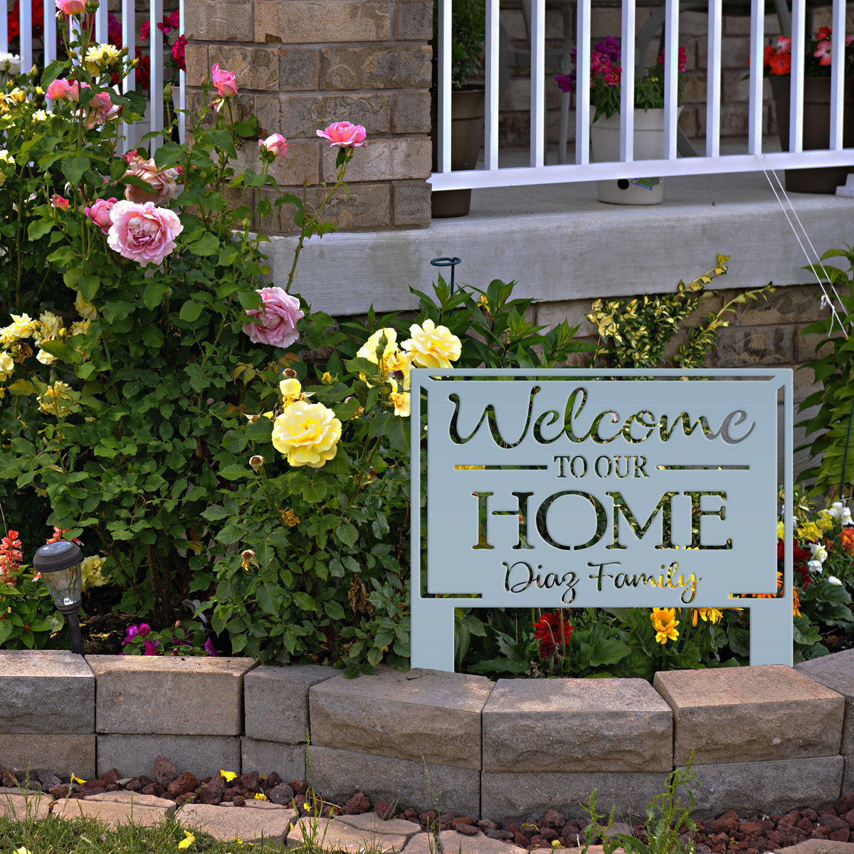 Personalized Welcome to our Home Metal Yard Stake Sign