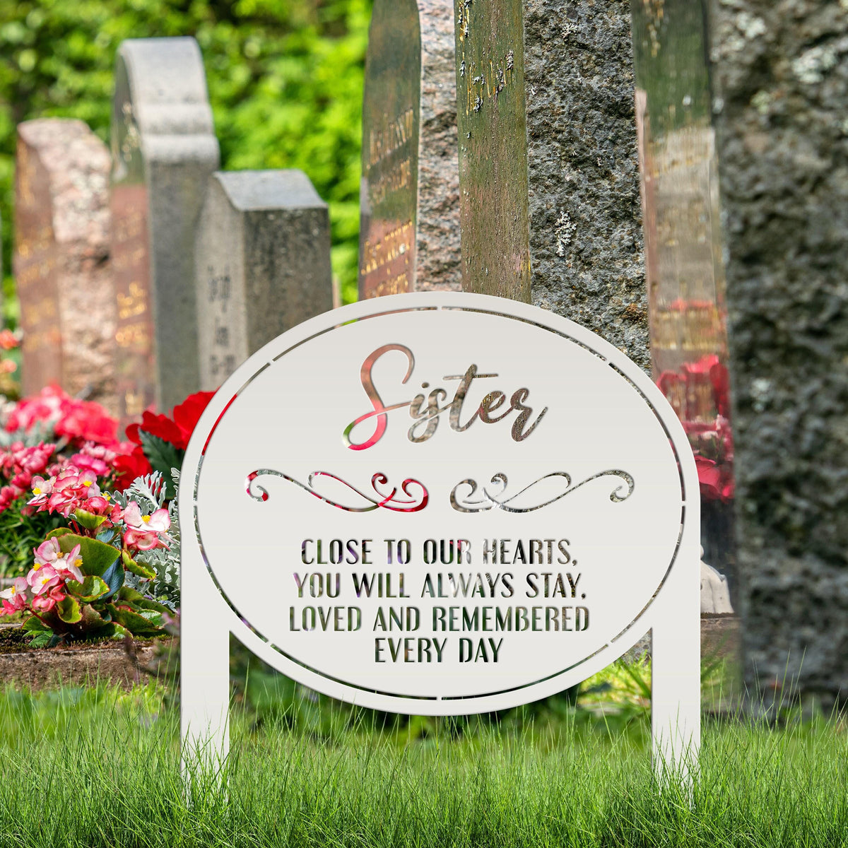 Memorial Metal Yard Stake - Unique Custom Keepsake for Remembrance - Personalized Memorial Gravestone Decoration - Comforting Sympathy Gifts