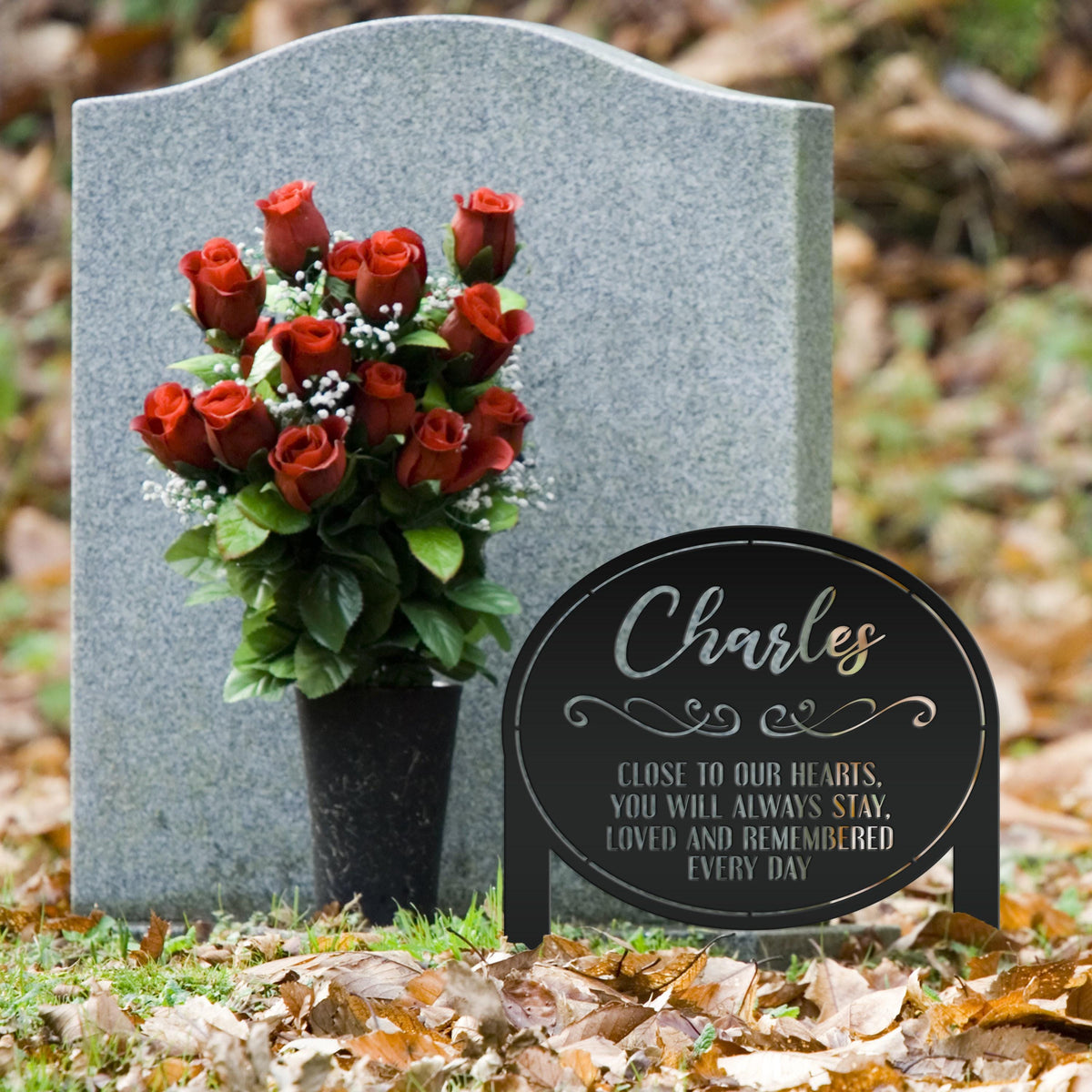 Memorial Metal Yard Stake - Unique Custom Keepsake for Remembrance - Personalized Memorial Gravestone Decoration - Comforting Sympathy Gifts