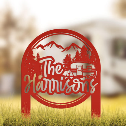 Custom Metal Campsite Sign - Family Name Sign - RV sign for Campsite