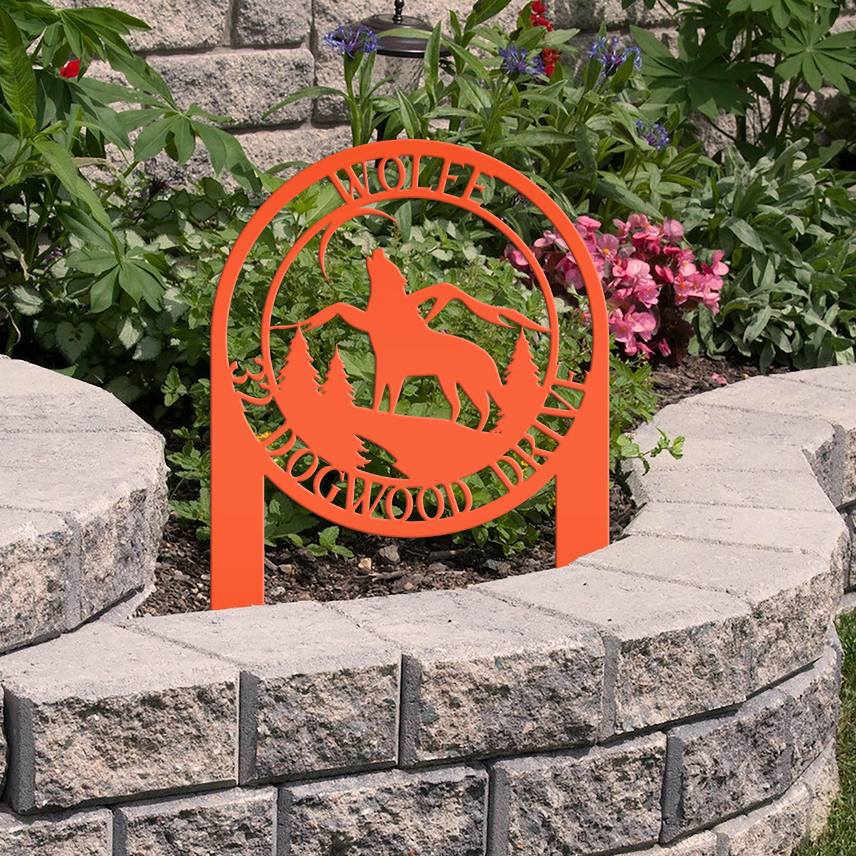 Custom Wolf Address Sign For Front Yard Or Driveway Mountain Scene Yard Art For Flower Bed