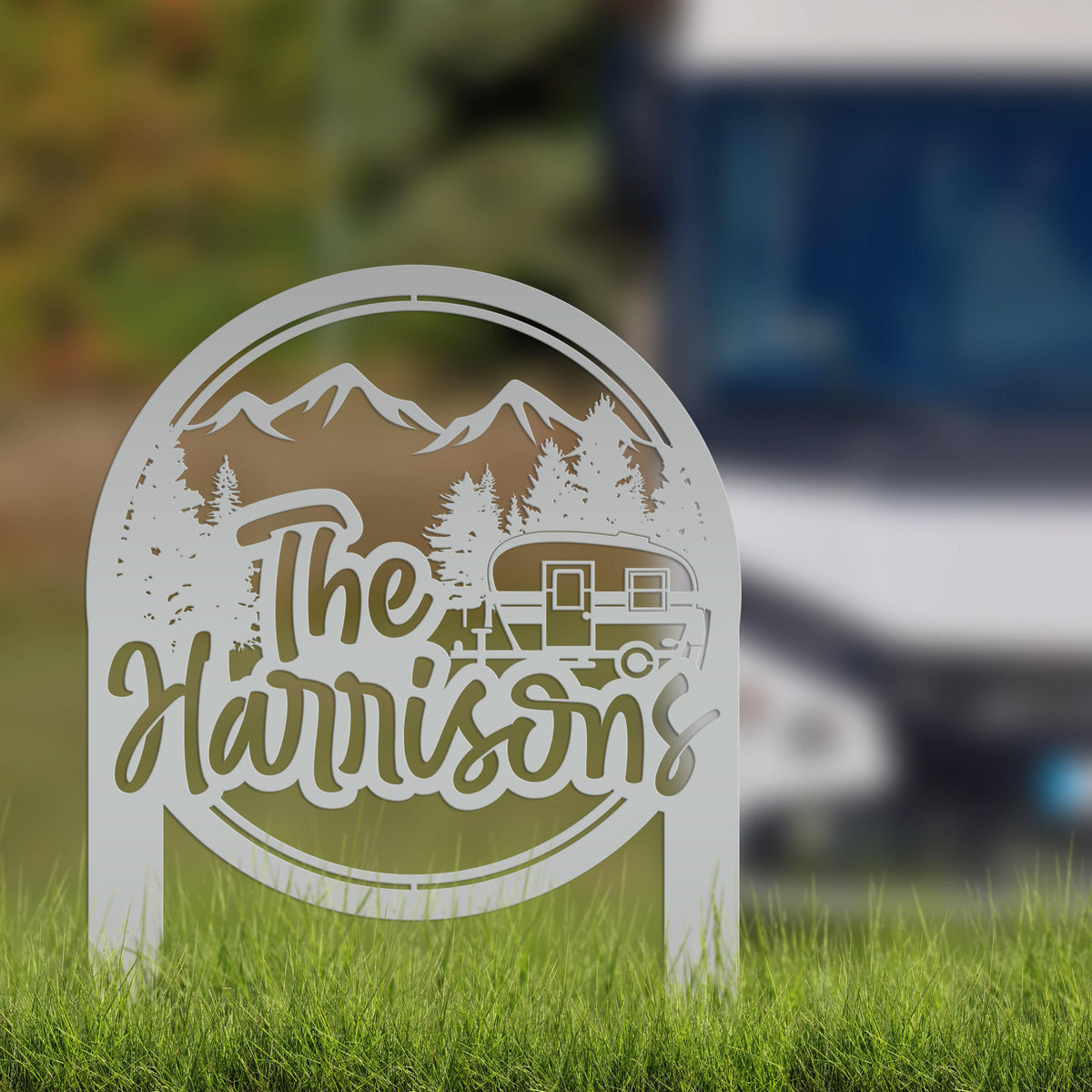 Custom Metal Campsite Sign - Family Name Sign - RV sign for Campsite