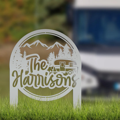 Custom Metal Campsite Sign - Family Name Sign - RV sign for Campsite