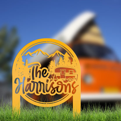 Custom Metal Campsite Sign - Family Name Sign - RV sign for Campsite