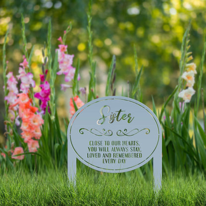Memorial Metal Yard Stake - Unique Custom Keepsake for Remembrance - Personalized Memorial Gravestone Decoration - Comforting Sympathy Gifts