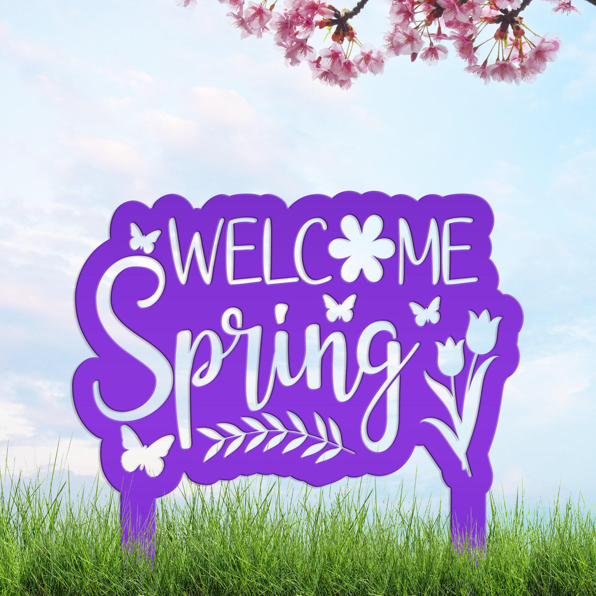 Welcome Spring Metal Yard Stake - Spring Decor