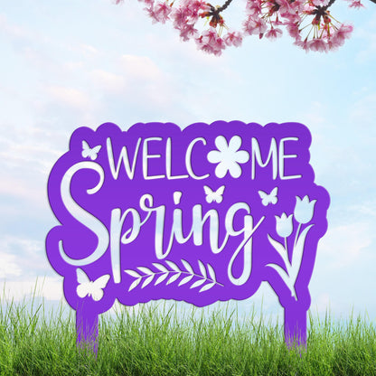 Welcome Spring Metal Yard Stake - Spring Decor