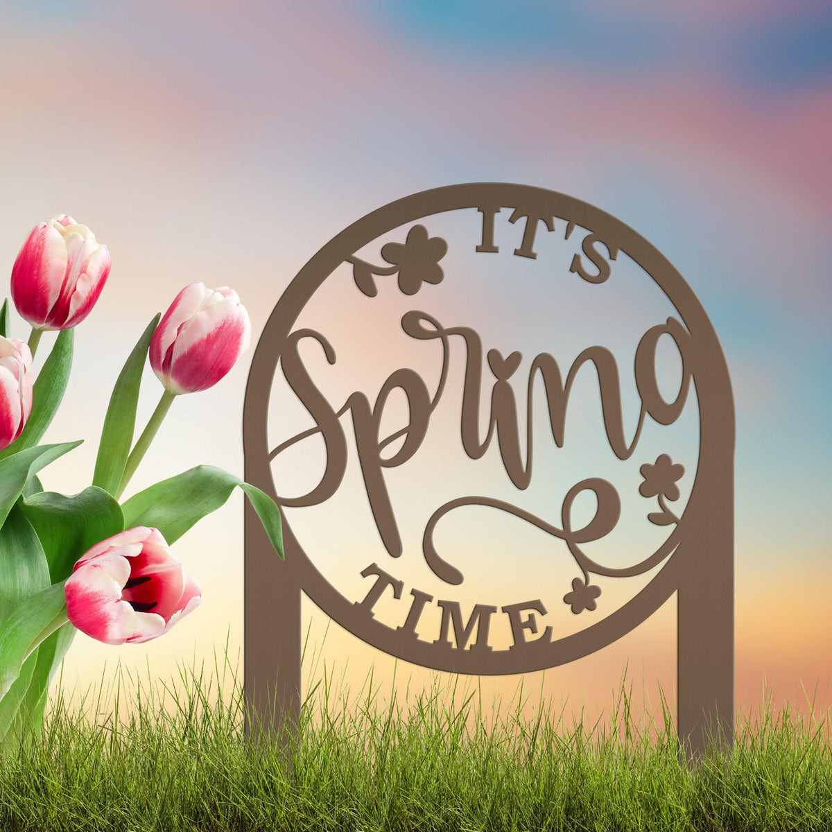 Metal Spring Time Outdoor Yard Stake - Easter and Spring Decor