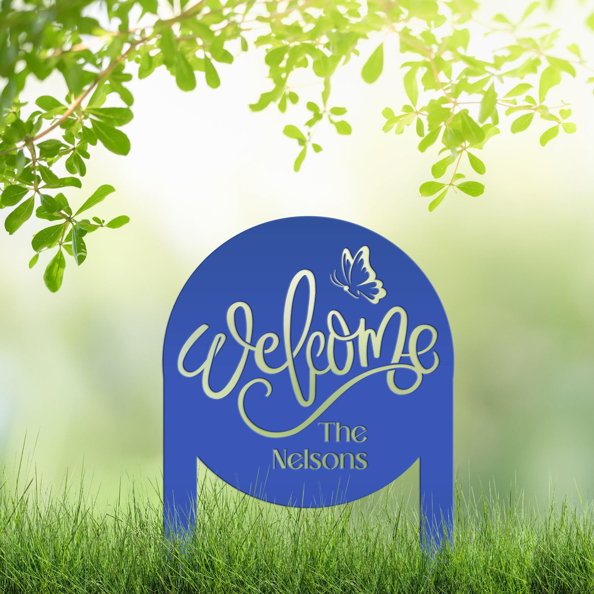 Custom Welcome Metal Yard Sign – Personalize Your Entryway Decor - Cute Welcoming Metal Sign - Laser Cut Lawn Decoration - Housewarming Gift