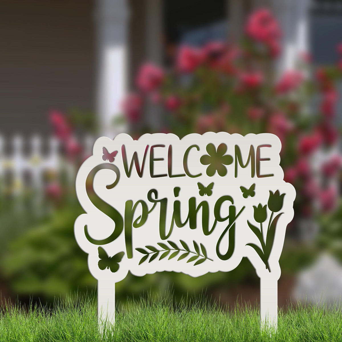Welcome Spring Metal Yard Stake - Spring Decor