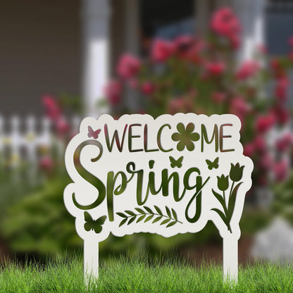 Welcome Spring Metal Yard Stake - Spring Decor