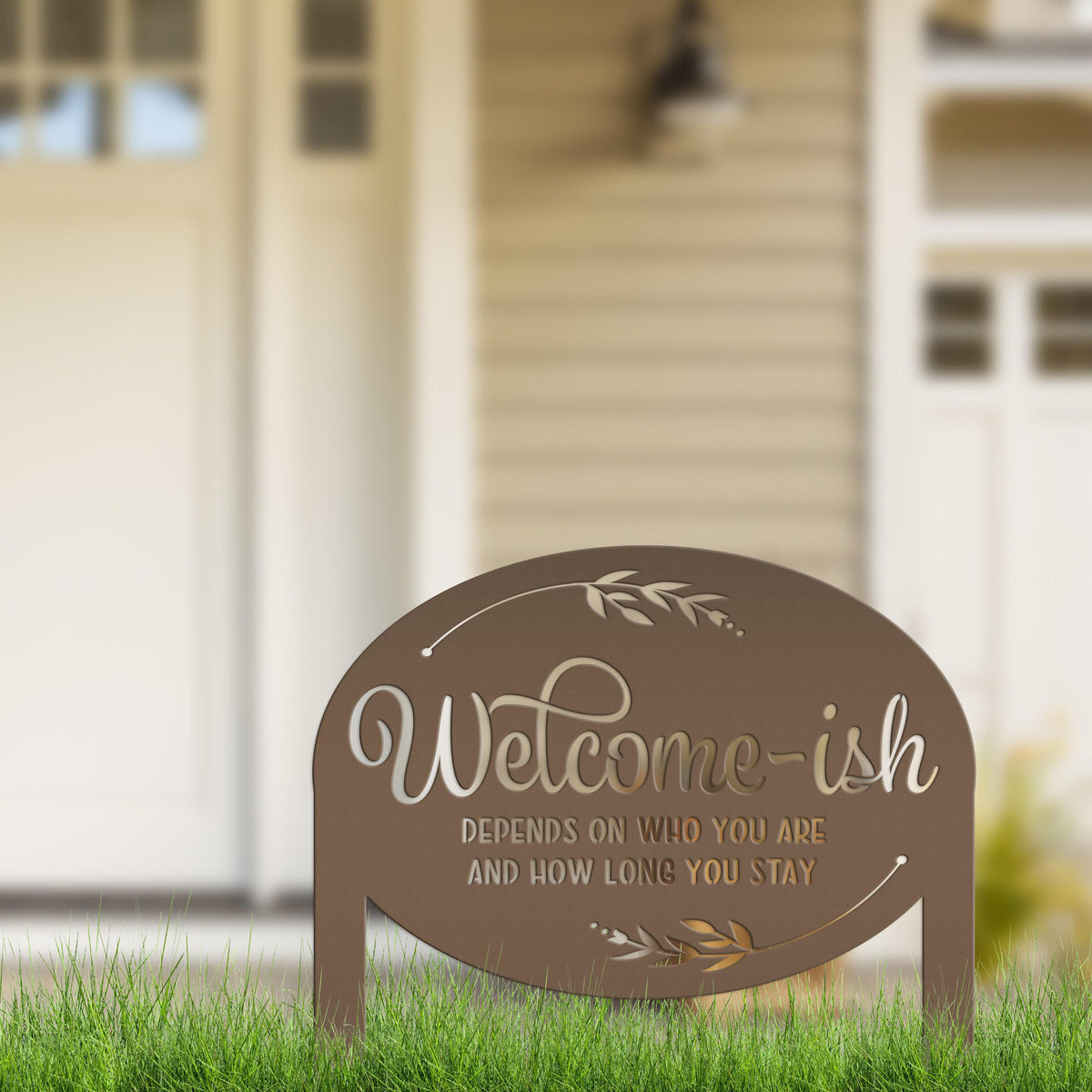 Whimsical Welcome-ish Metal Yard Stake - Perfect Garden Decoration - Outdoor Funny Home Decor - Realtor Closing Gift - Housewarming Signs