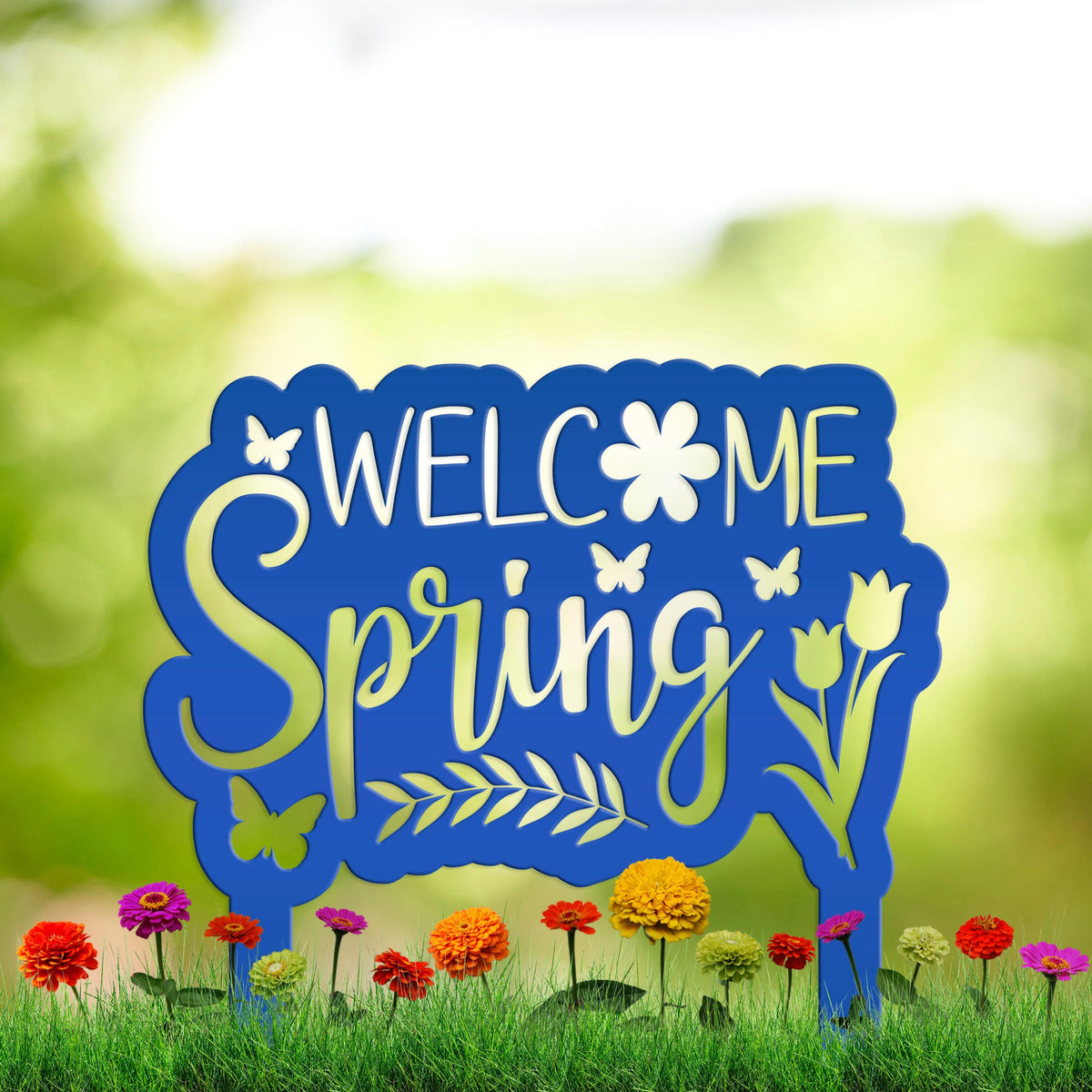 Welcome Spring Metal Yard Stake - Spring Decor