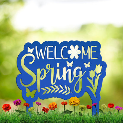 Welcome Spring Metal Yard Stake - Spring Decor