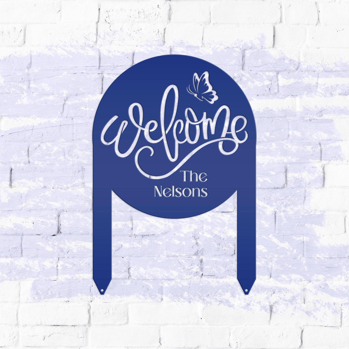 Custom Welcome Metal Yard Sign – Personalize Your Entryway Decor - Cute Welcoming Metal Sign - Laser Cut Lawn Decoration - Housewarming Gift