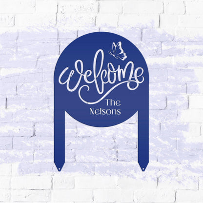 Custom Welcome Metal Yard Sign – Personalize Your Entryway Decor - Cute Welcoming Metal Sign - Laser Cut Lawn Decoration - Housewarming Gift