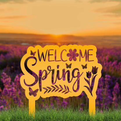 Welcome Spring Metal Yard Stake - Spring Decor