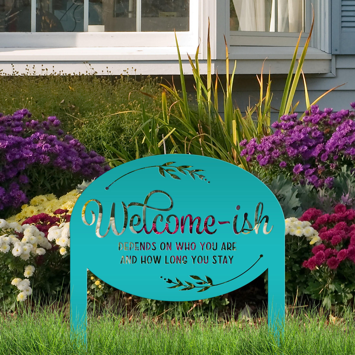 Whimsical Welcome-ish Metal Yard Stake - Perfect Garden Decoration - Outdoor Funny Home Decor - Realtor Closing Gift - Housewarming Signs
