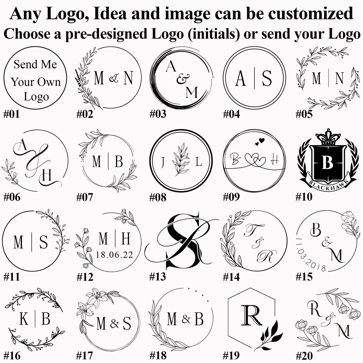 Two Stamp Heads Customized Wax Seal Stamp Kit for Wedding Invitation , Personalized Wax Stamp Set for Gift , Initial Wax Seal Stamp Custom