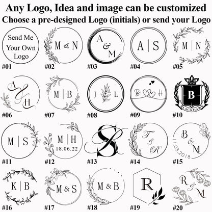 Two Stamp Heads Customized Wax Seal Stamp Kit for Wedding Invitation , Personalized Wax Stamp Set for Gift , Initial Wax Seal Stamp Custom