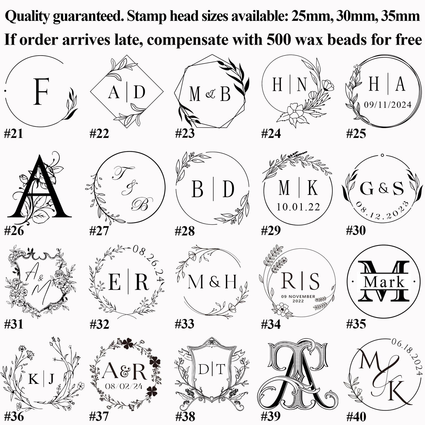 Two Stamp Heads Customized Wax Seal Stamp Kit for Wedding Invitation , Personalized Wax Stamp Set for Gift , Initial Wax Seal Stamp Custom