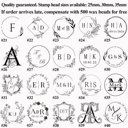 Two Stamp Heads Customized Wax Seal Stamp Kit for Wedding Invitation , Personalized Wax Stamp Set for Gift , Initial Wax Seal Stamp Custom