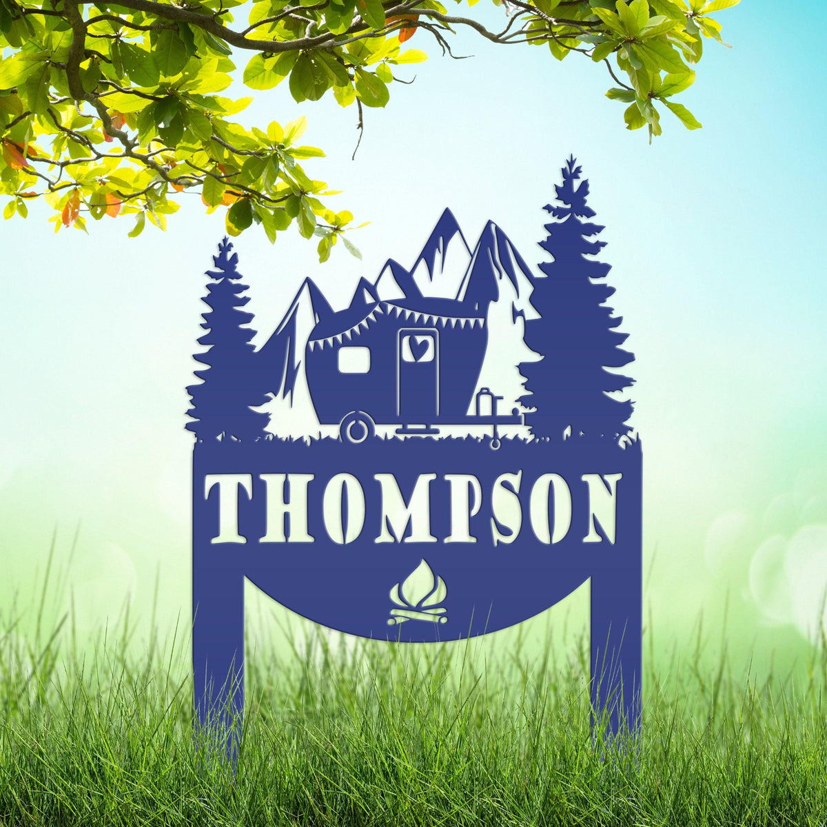 Camping Sign with Your Name | Personalized Camper Yard Stake for RVs, Campsites, or Backyards | Custom Outdoor Metal Decor