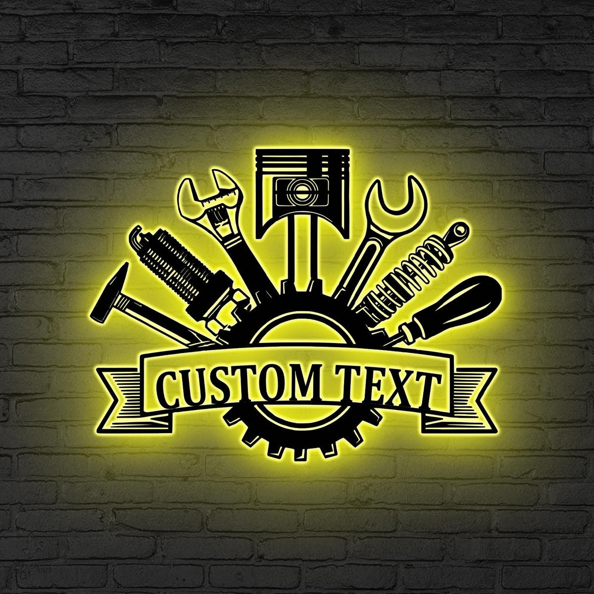 Custom Garage Metal Wall Art LED Light, Personalized Workshop Name Sign Home Decor Car Mechanic Repair Decor Garage Decor Birthday Xmas Gift